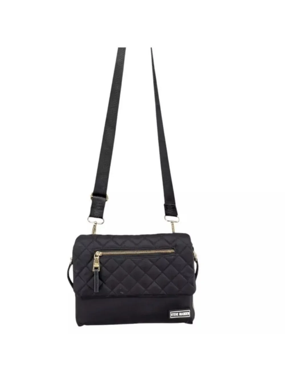 Steve Madden Jodie Crossbody Bag with Quilted Flap In Black